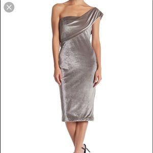 Likely adjustable silver velour dress.